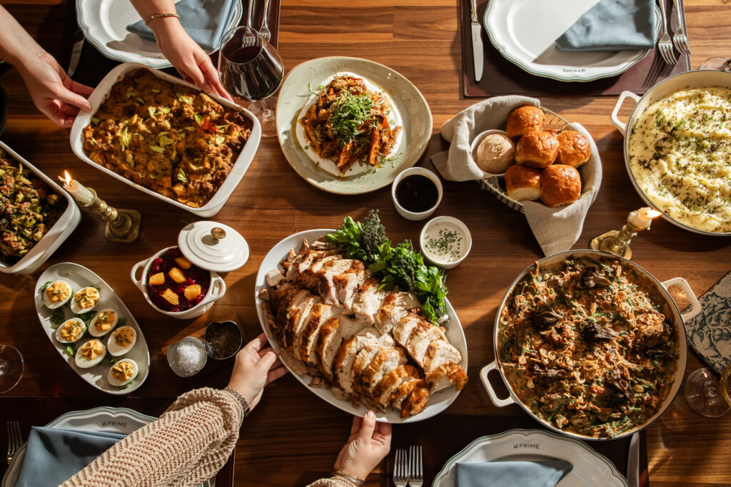 setting the Thanksgiving table